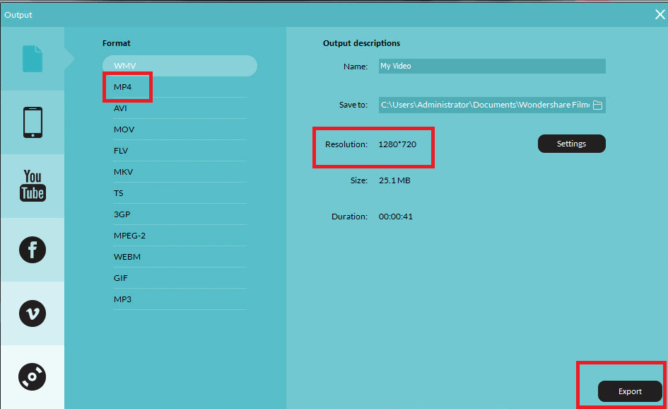 Output Settings