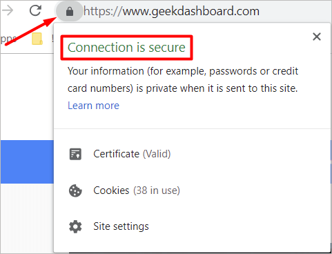 SSL certificate Pad Lock for secure connection