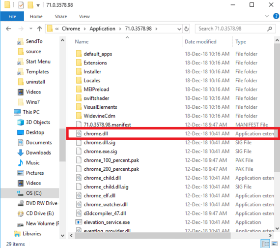 Deleting Chrome.dll file of Google Chrome