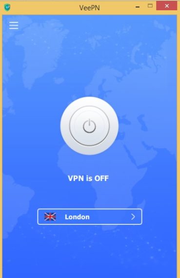 Power button in VeePN software to turn off and turn off VPN on your device