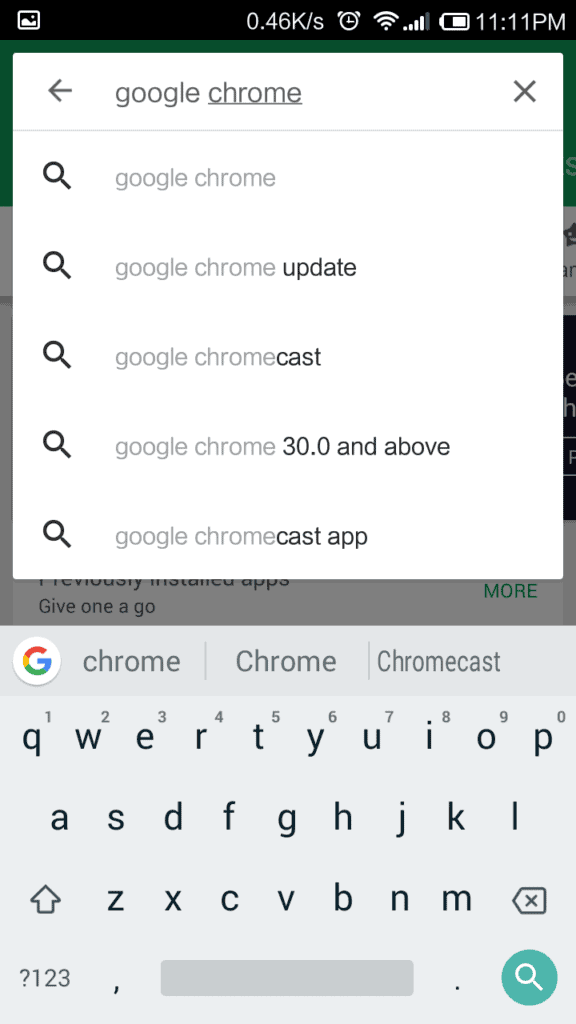 put google chrome icon on my phone