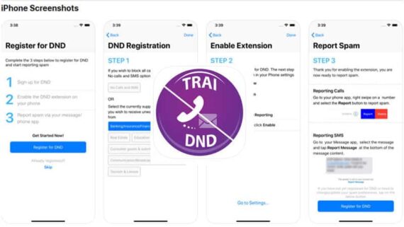 TRAI DND AppScreenshots in Apple Store