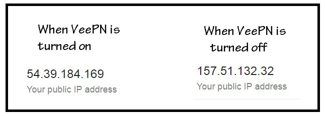 VeePN assigns random public IP once it is turned on