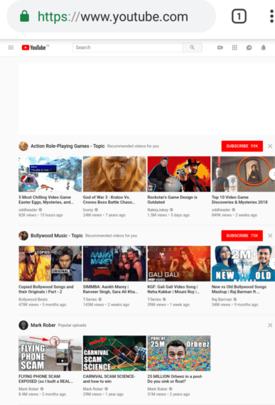 YouTube opened as desktop website in Android phone