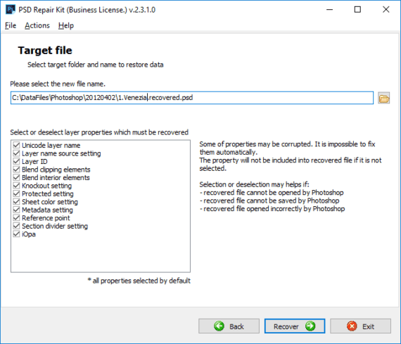 psd repair kit incorrect channel count