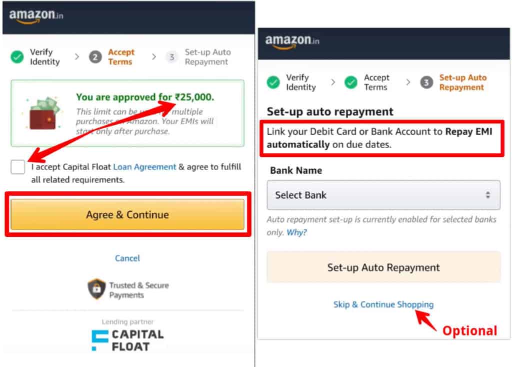 Amazon Pay EMI Auto Repayment