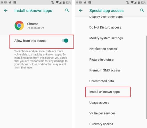 Install Uknown apps in Oreo and above