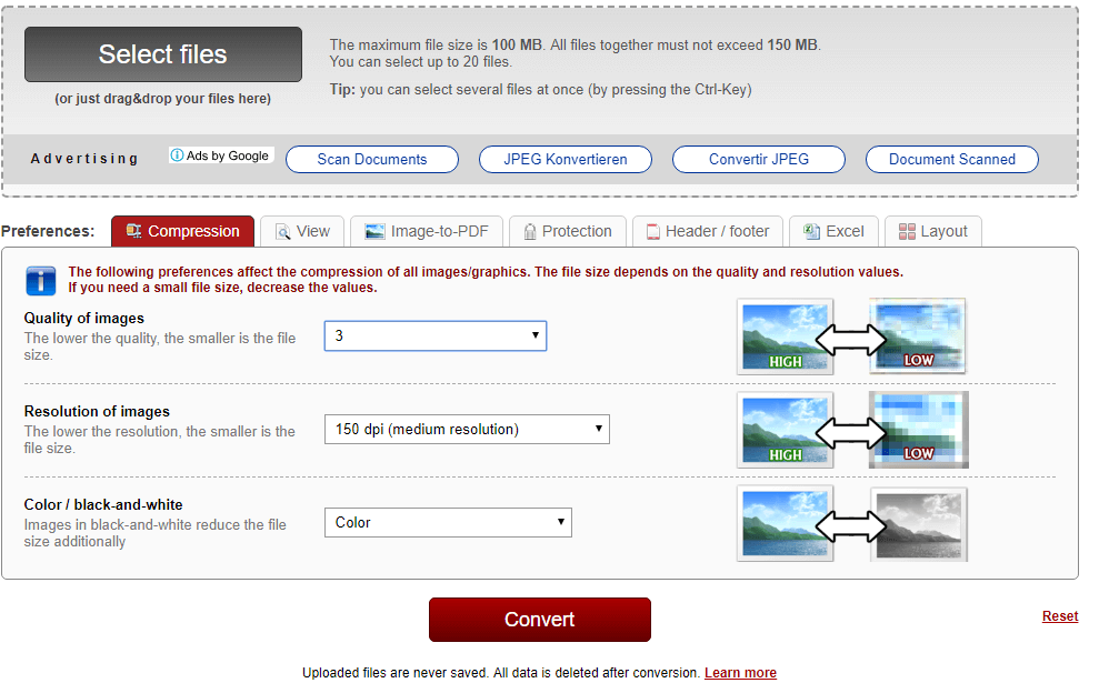 Free online tool to compress PDF documents