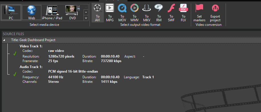 PC Formats for export