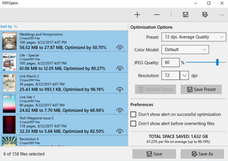 PDFOptim Compression Options