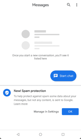 Spam Protection on Android Messages