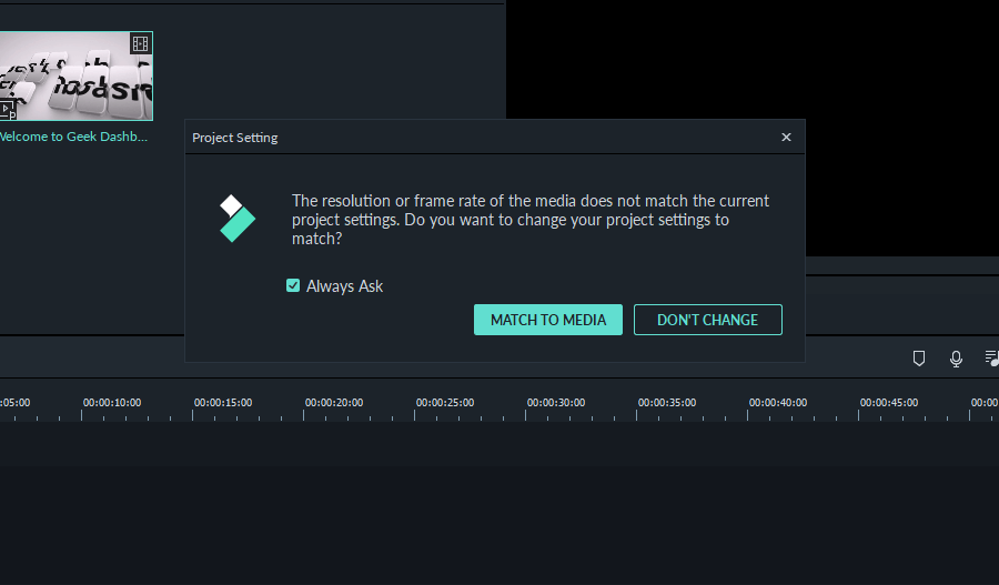 Match To Media Setting in the new Filmora9