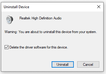 Uninstall Realtek HD Audio Manager
