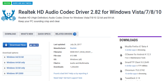 can i use another driver for realtek hd audio manager on windows 10