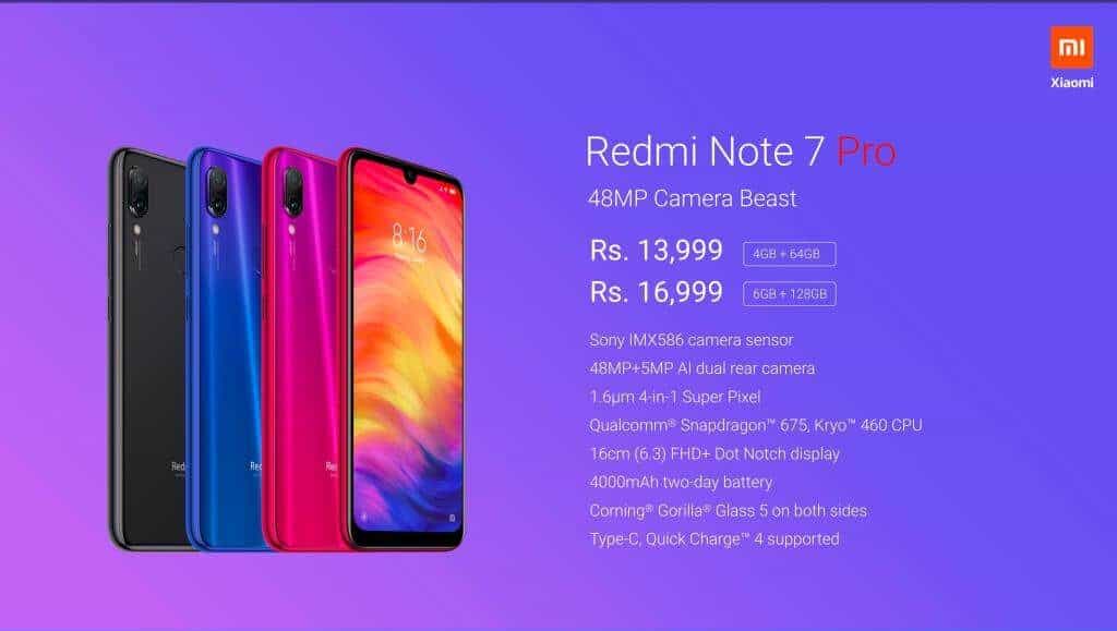 Redmi Note 7 Pro Specifications