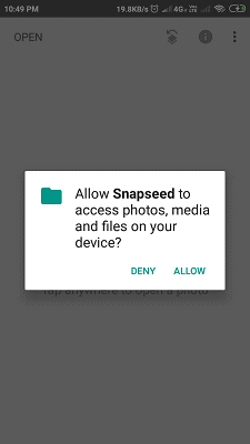 Allow Image Access for Snapseed