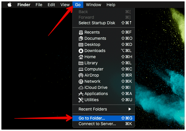 Go to Folder option in Mac