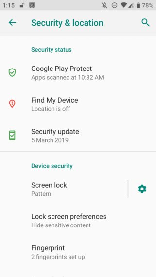 Google Play Protect Settings