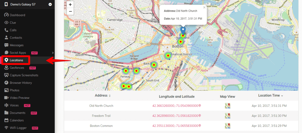 SpyMyFone - Location access