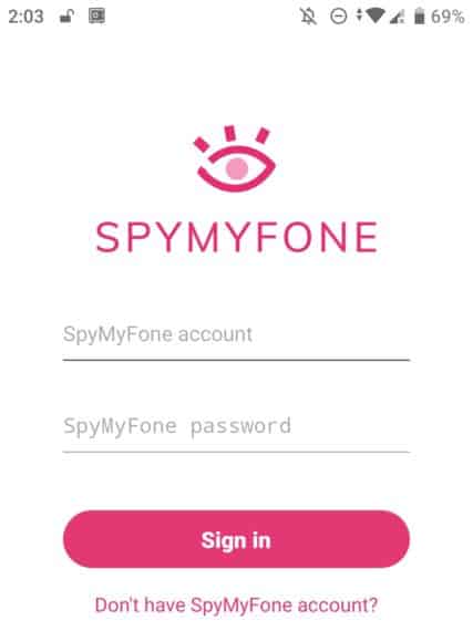 Log in to SpyMyFone app