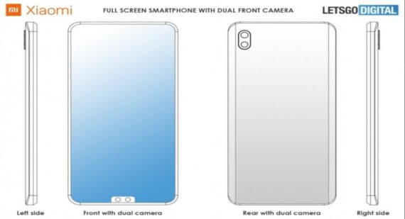 Xiaomi smartphone patent with dual selfie camera and notch