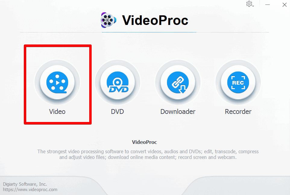 Go to Video section from VideoProc home screen
