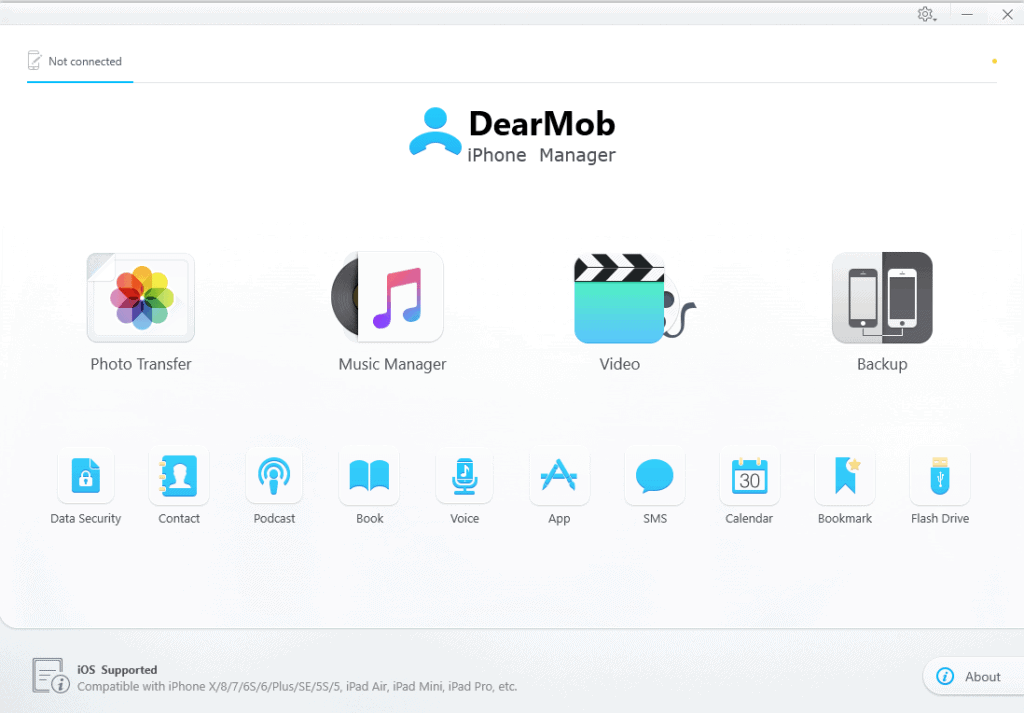 DearMob iPhone Manager Welcome Screen
