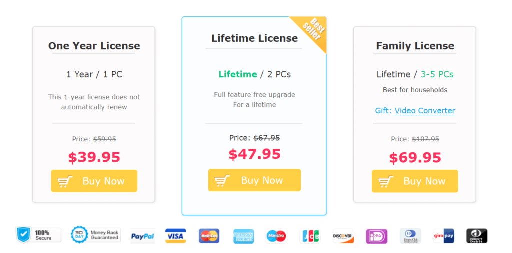 DearMob iPhone Manager Pricing Table