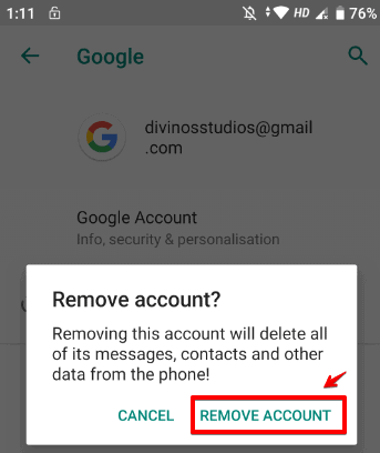 Remove account confirmation