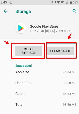 Clear Cache and Storage of Google Play Store