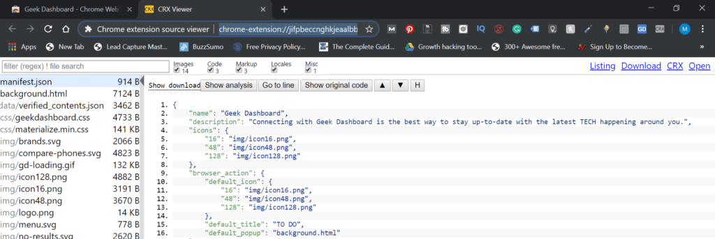 Viewing Source Code of Chrome Extension