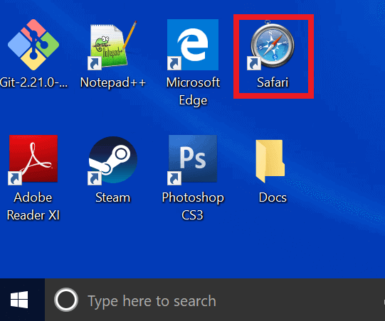 Desktop Shortcut of Safari Browser
