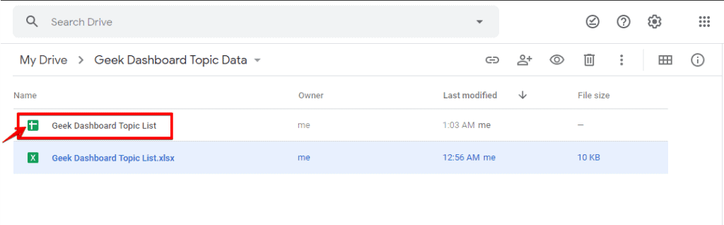 Microsoft Excel spreadsheet is converted to Google Sheets