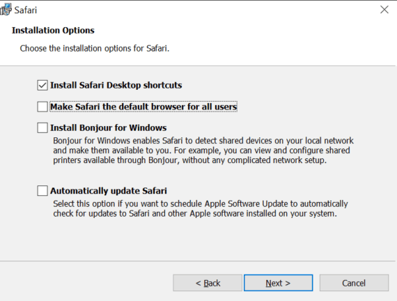 Installing Safari for Windows