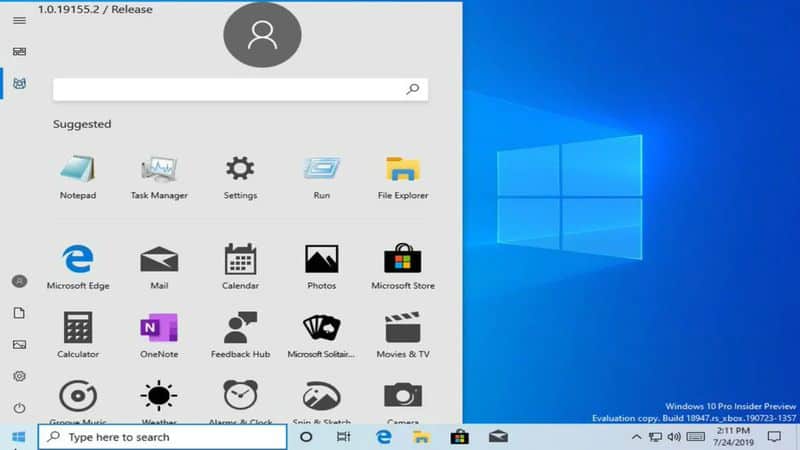 Windows 10 Insider Build Start Menu Preview