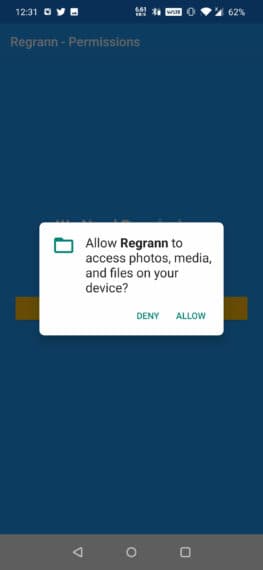 Allow permissions to app (Android)
