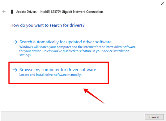 Browse my computer for the driver software