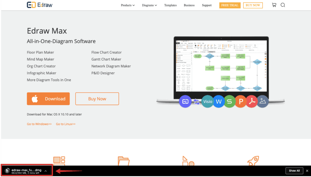 Click on Edraw Max Pro dmg file