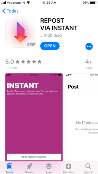 Repost via Instant app on the App Store (iOS)