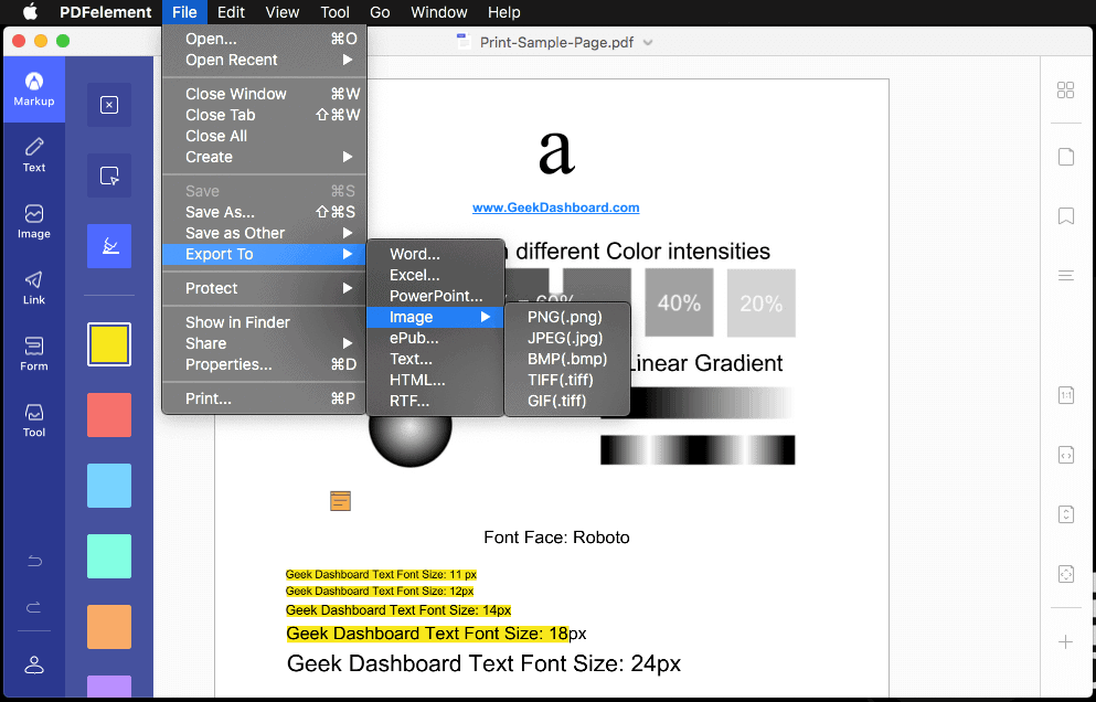 PDFelement 7 Export Options