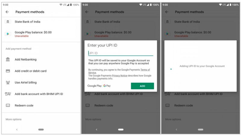 Google Play Store UPI Payments Flow