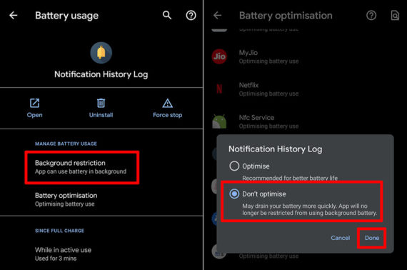 disable background restrictions on smartphones running stock Android