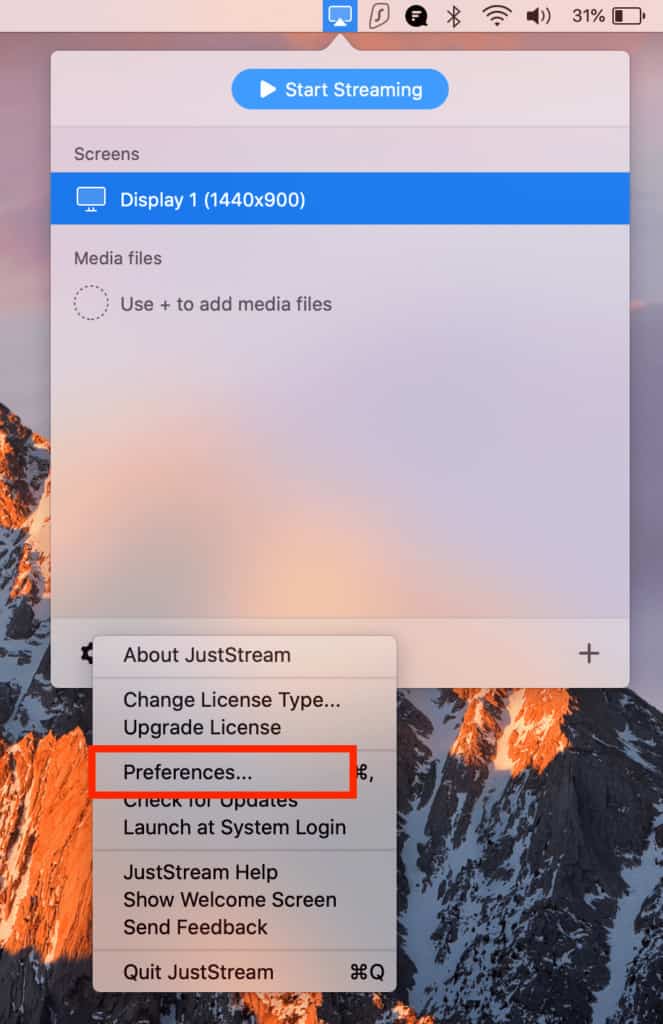 JustStream Preferences