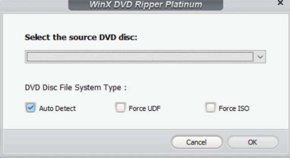 Select Source DVD in WinX DVD Ripper Platinum