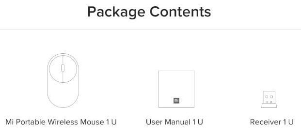 Mi Portable Wireless Mouse box contents