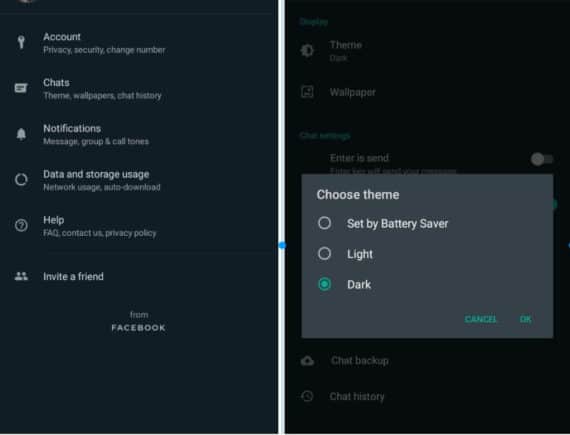 Steps to enable Dark mode in WhatsApp