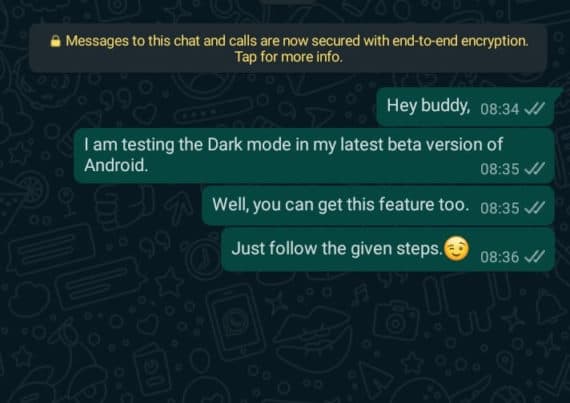 Steps to enable WhatsApp dark theme