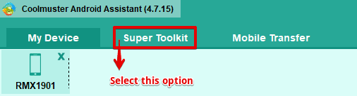 Super toolkit option in Coolmuster android assistant