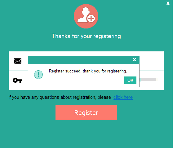 Coolmuster android assistant registration completed screen
