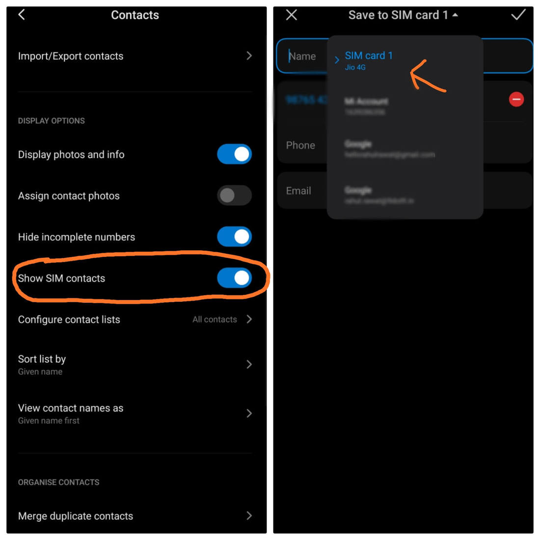 comment enregistrer contact sur carte sim xiaomi